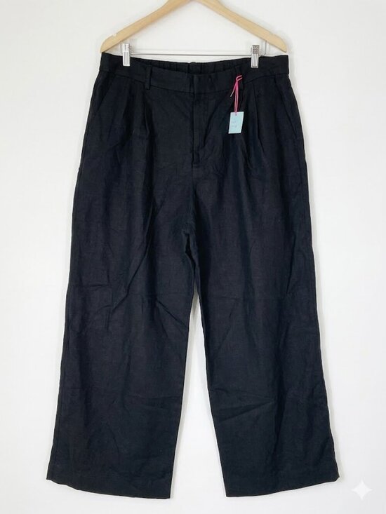 GAP Pants - Gap Black Linen Rayon Wide Leg High Waist Trousers 16
